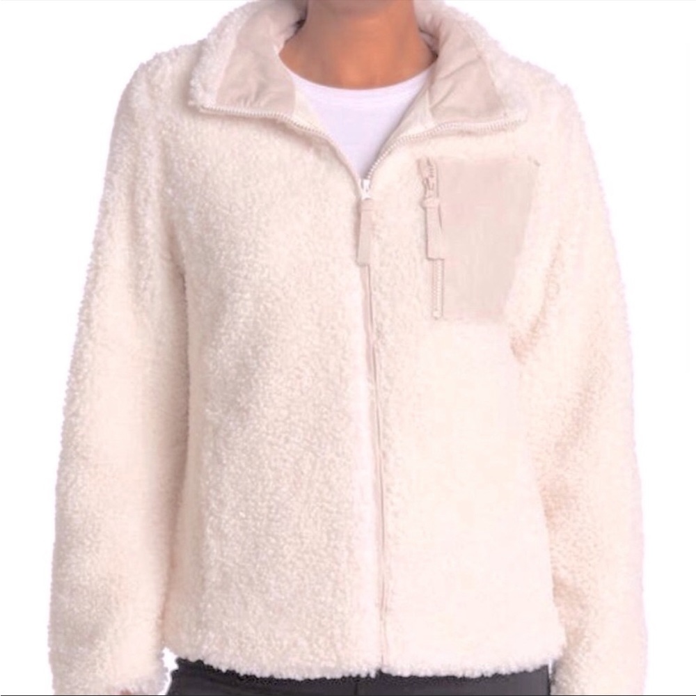 NWT Nordstrom x Boundless North Sherpa Fuzzy Zip Up Jacket Off White
